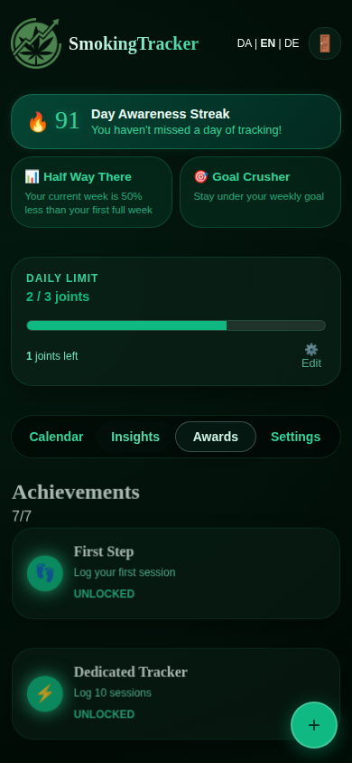 SmokingTracker App — achievements