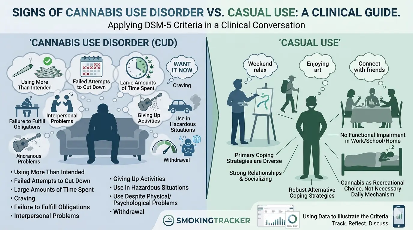 Signs of Cannabis Use Disorder vs. Casual Use: A Clinical Guide
