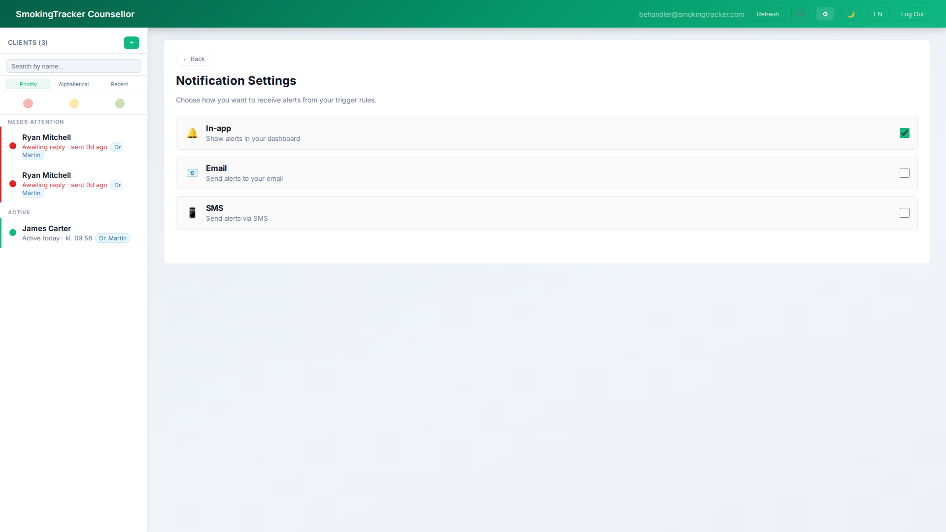 Notification Settings screen