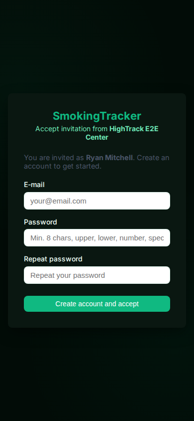 Accept invite screen