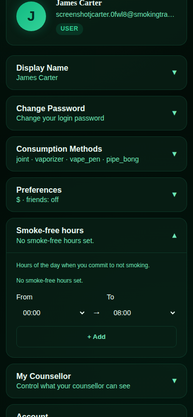 Smoke-free hours settings